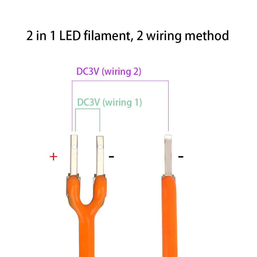 OCONA Flexible LED-Filamente für DIY-Lampen, 2-in-1 DC 3V, frei zuschneidbar, Farben: Rosa, Weiß, Rot, Blau, Farbtemperatur: 2700K, Länge: 30 cm - Bild 3