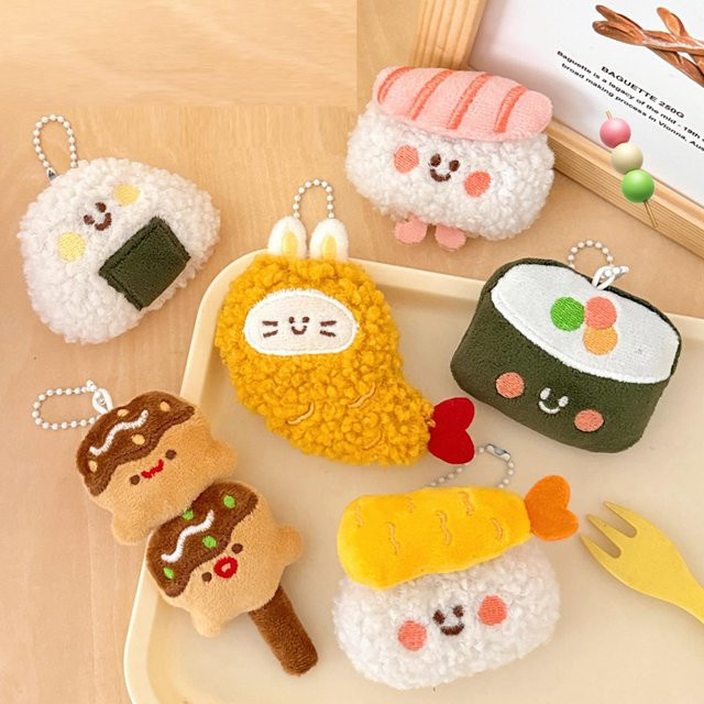 Schlüsselanhänger Plüschpuppe Sushi-Reisbällchen, 6 cm, Kinder - Bild 1