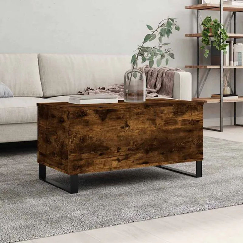 Vidaxl Couchtisch Modern in Geräuchertem Eichen-Design, Farbe Braun, B/T/H: 90 x 44,5 x 45 cm - Bild 1