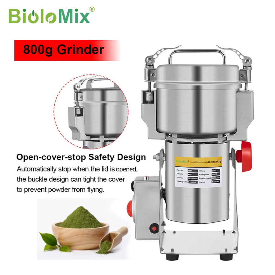 BioloMix Trockenfuttermühle in Silber zum Zerkleinern von Getreide, Gewürzen und Kräutern - Bild 2