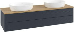 V&B Waschtischunterschrank Antao mit Frontstruktur und Beleuchtung in Eiche Honig, Breite: 160 cm, Tiefe: 50 cm - Bild 1