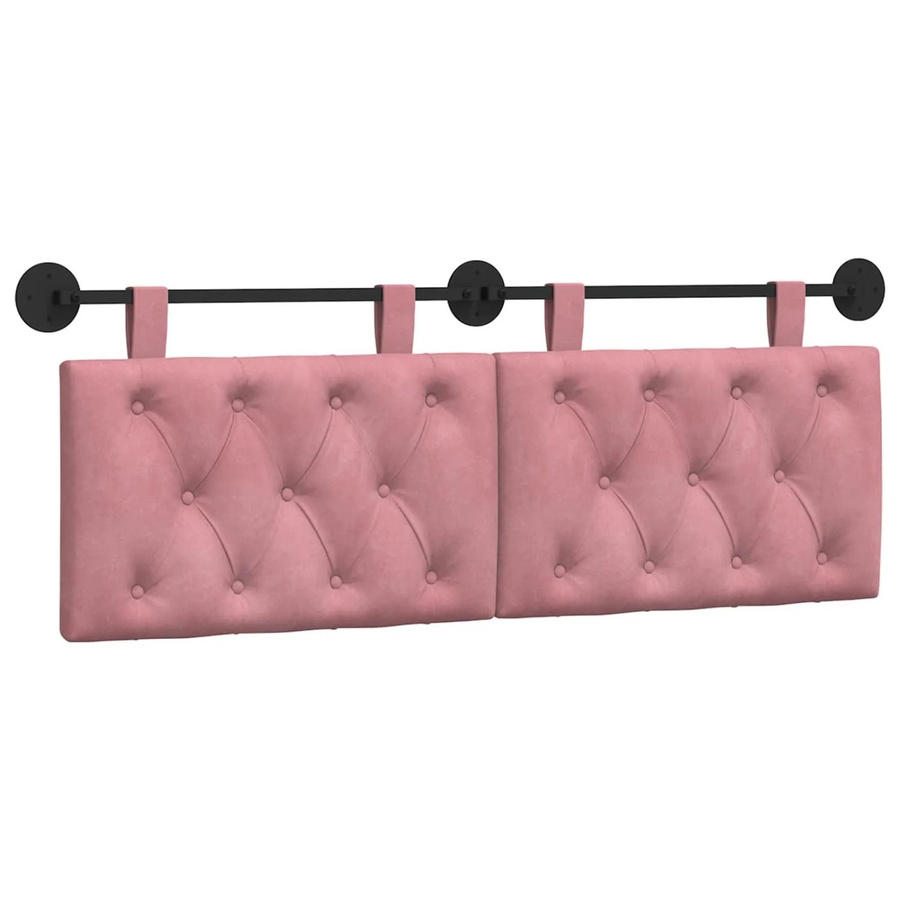 vidaXL Wandmontiertes Polsterpaneel aus Samt in Rosa, B/H/T: 130 x 55 x 7 cm - Bild 2