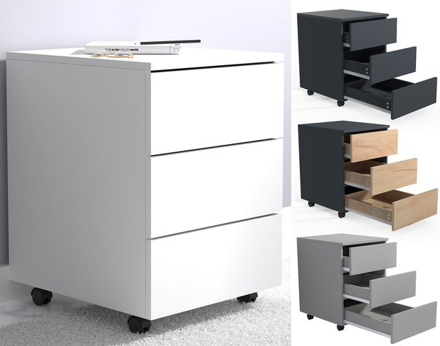 VCM Rollcontainer Dalosa mit 3 Schubladen, Anthrazit/Honig-Eiche, B: 39 cm, T: 45 cm, H: 55 cm - Bild 5