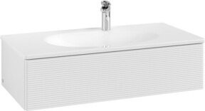 V&B Waschtischunterschrank Antao mit Auszugsbeleuchtung in Weiß lackiert, B/T/H: 98,8 x 49,3 x 25,6 cm - Bild 1