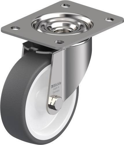 Blickle Lenkrolle LKX-POTH 125G-3 aus Edelstahl in Grau und Weiß mit 125 mm Rad-Durchmesser und 350 kg Tragfähigkeit - Bild 1