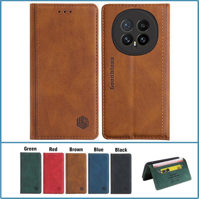 Leder Etui Flip-Book-Holster für Honor Magic8 Pro, Magic 8 Lite und Magic8 Pro Air in Grün - Bild 1