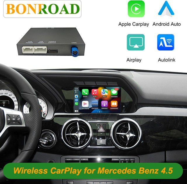 Bonroad Wireless CarPlay und Android Auto Upgrade Modul für Mercedes Benz GLK X204 und C-Klasse W204 NTG 4.5 System in Schwarz - Bild 1