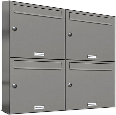 AL Briefkasten für 4 Parteien, grau, B/H/T: 76,6 x 68,4 x 11,6 cm - Bild 1