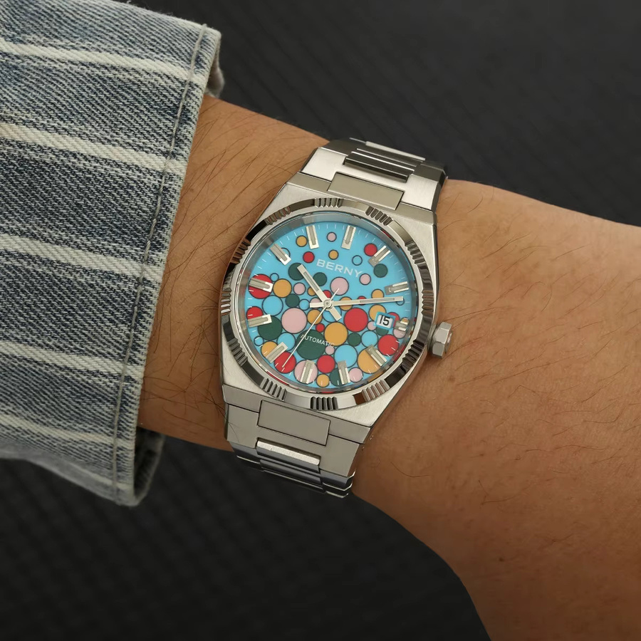 BERNY Armbanduhr Automatik, Edelstahl, Blau, Saphirglas, Herren - Bild 4