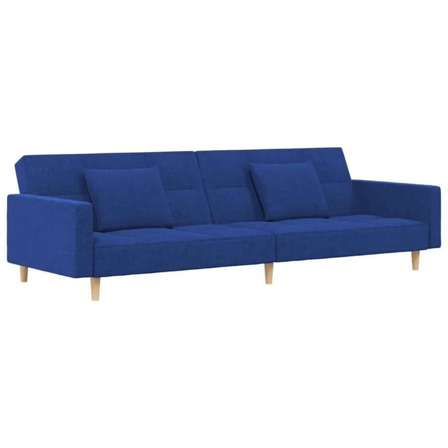 vidaXL Schlafsofa 2-Sitzer Click-Clack in Blau mit 2 Kissen aus Stoff und Massivholzrahmen - Bild 2