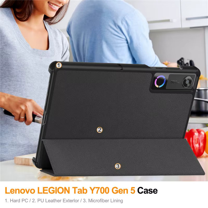 Smart Case für Lenovo Legion Y700 5. Generation 8,8 Zoll 2026 mit faltbarem PU-Ständer und Auto-Sleep-Funktion in Schwarz oder Rot - Bild 5