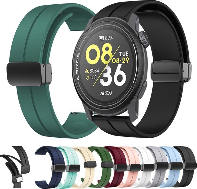 COROS Uhrenarmband Silikon, Magnetische D-Schnalle, Schwarz, Unisex - Bild 1