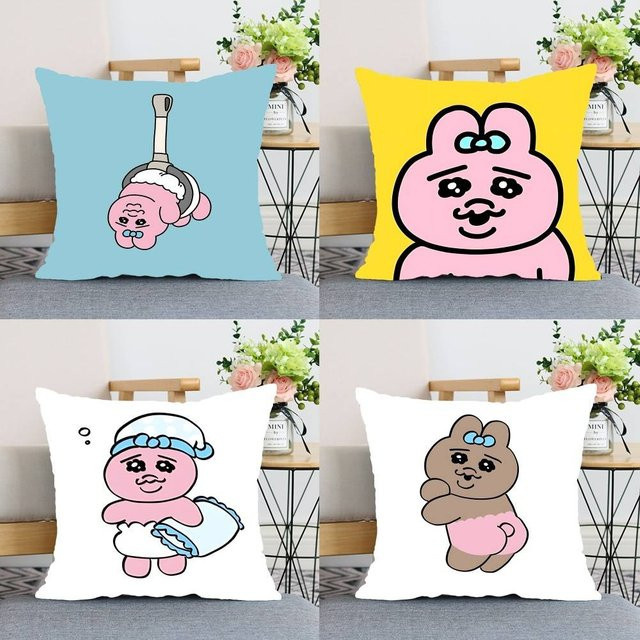 52TOYS O-Opanchu Usagi Kissenbezug im Vintage Stil, Blau, B/T/H: 40 x 40 x 40 cm - Bild 1