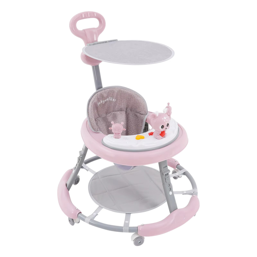 Bymaocar Faltbarer Babywalker in Rosa mit Sonnenschutz und 6 Universalrädern für Babys von 6 bis 18 Monaten - Bild 3