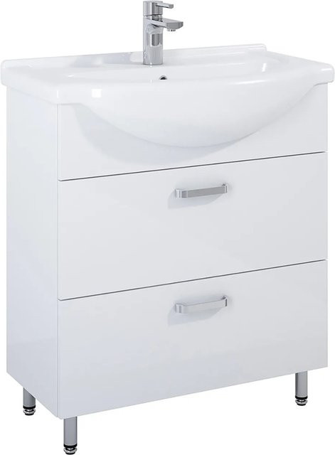 Waschbeckenunterschrank Maximus Eve in Weiß mit glänzender Oberfläche, B/T/H: 75 x 33 x 71 cm - Bild 1