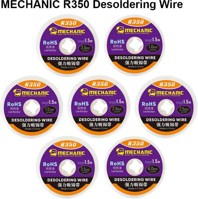 Mechaniker R350 Entlötlitze rückstandsarm für BGA-Motherboard-Reparaturen in den Stärken 1,0 bis 4,0 mm - Bild 1