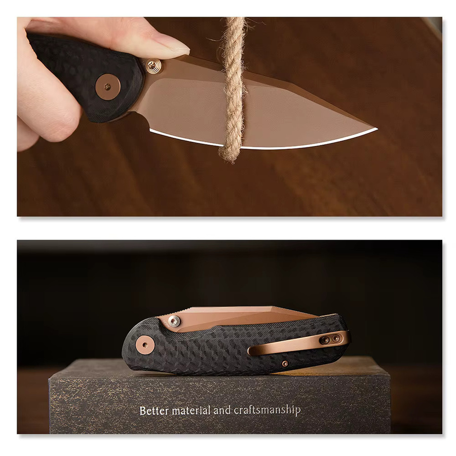 TRIVISA Hornet Pro-CG Klappmesser für Herren mit 14C28N-Stahlklinge und schwarzem G10-Griff für Outdoor, Camping und Angeln - Bild 3