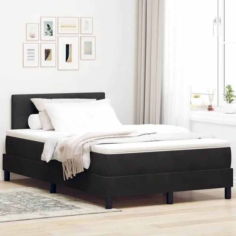 vidaXL Boxspringbett mit Matratze in Schwarz aus Stoff, B/T/H: 120 x 200 x 88 cm - Bild 1