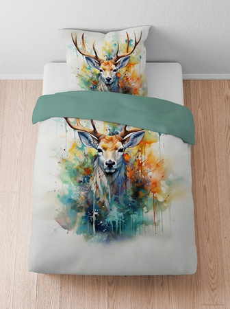 BIBERNA Wendebettwäsche Feinbiber Hirsch Multicolour 100% Baumwolle, B/H: 155 x 220 cm + 80 x 80 cm