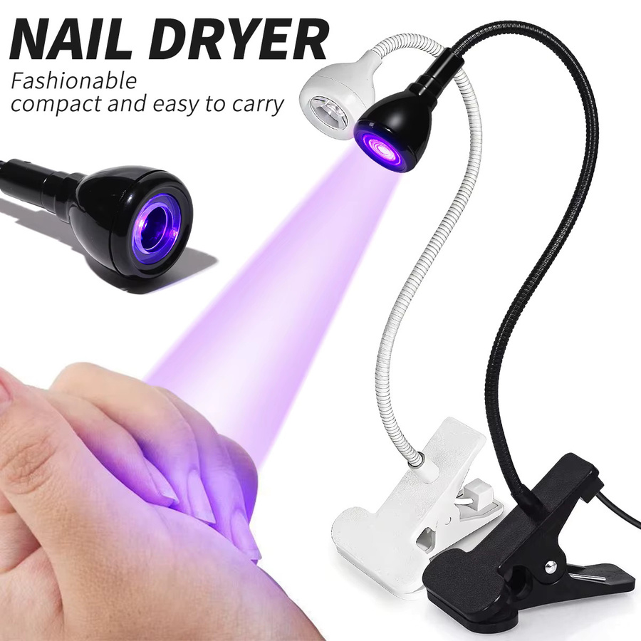 LINMANDA Mini-UV-Nagellampe, tragbarer Nageltrockner mit flexiblem Schwanenhalsrohr und Clips - Bild 3