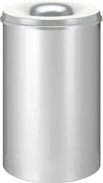 PROREGAL Selbstlöschender Papierkorb und Abfallsammler aus Metall in Silber, Höhe: 72 cm, Durchmesser: 47 cm - Bild 1
