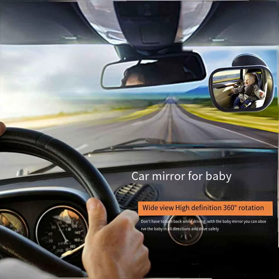 vvocci 2-in-1 Baby-Beobachtungsspiegel für das Auto in Schwarz zur einfachen Installation als Kindermonitor und Rücksicherheitsspiegel für den Rücksitz - Bild 3