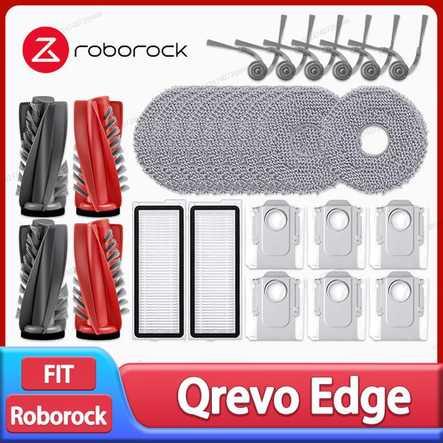 Roborock Qrevo Edge S5A S5V1 Zubehör-Set mit Hauptseitenbürste Mopptüchern Staubbeuteln und HEPA-Filtern in Multicolour - Bild 1