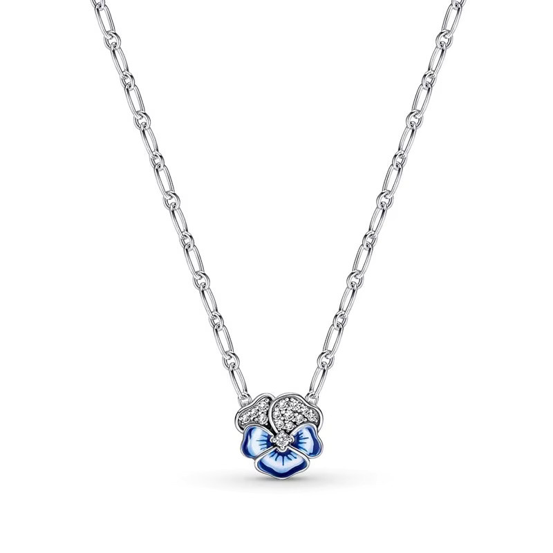 Potdemiel Halskette, Gänseblümchen-Stern-Quadrat-Anhänger, 925 Silber, Damen - Bild 1