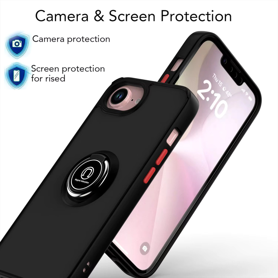 Stoßfeste Silikon-Handyhülle mit Metallring-Halterung für Apple iPhone 17E in Blau - Bild 5