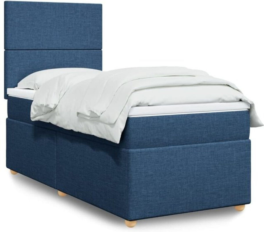Vidaxl Boxspringbett mit Matratze in Blau und Weiß aus Stoff und Holzwerkstoff B/B/H: 80 x 200 cm - Bild 1