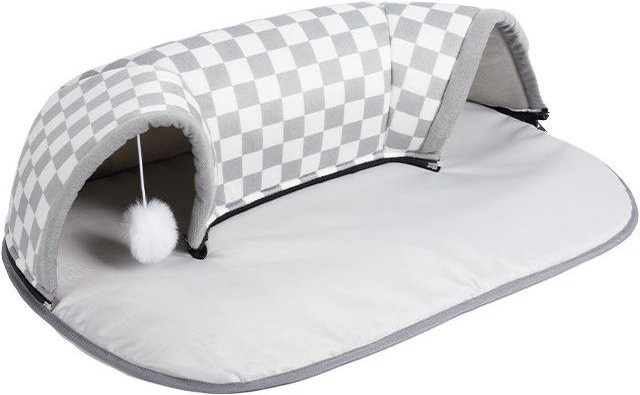 Tunnel Katzenhöhle von Household supplies MH als universelle Katzenmatte für alle Jahreszeiten, abnehmbarer Bezug, Farbe: Weiß/Grau - Bild 1