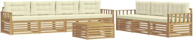 vidaXL Outdoor-Sofagarnitur aus Akazienholz mit 8 Teilen in Weiß und Beige, B/T/H: 79 x 79 x 37 cm - Bild 1