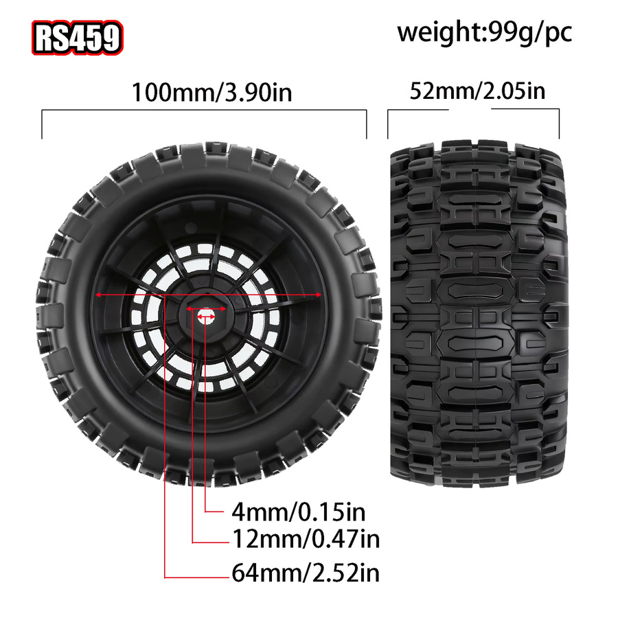 RS Red Spider MX2.15 RC-Räder und Reifen, 4-teiliges Set - Bild 2