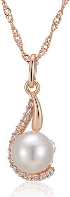 Ahängerkette Kupfer, Roségold, Perle, Zirkonia, Damen - Bild 1