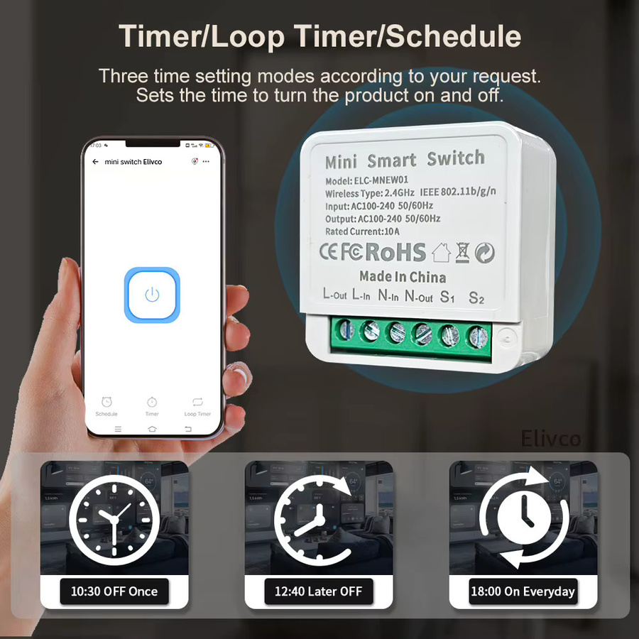 eWelink Wifi Smart Switch Modul 2-Wege Mini Relais Breaker Timer in Weiß mit Alexa Google Home Assistant Unterstützung - Bild 6