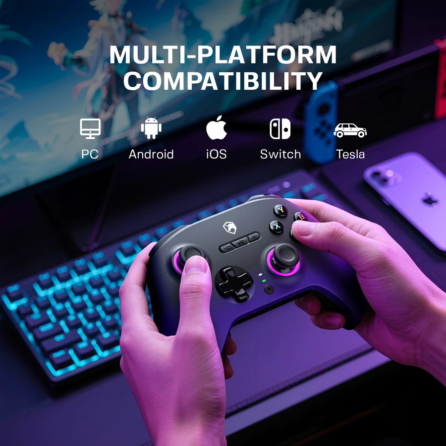 ECHTpower Kabelloser Gamecontroller mit Hall-Effekt-Joystick für PC, Nintendo Switch, Android und iOS in Multicolour - Bild 4