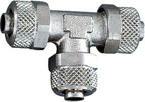 Riegler T-Verbinder aus vernickeltem Messing in Silber für Schlauch 5/3 mm, SW 8 - Bild 1