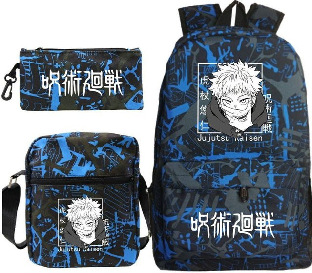 3-teiliges Schulrucksack-Set in Blau aus Oxford-Stoff mit Schultasche und Federmäppchen - Bild 1