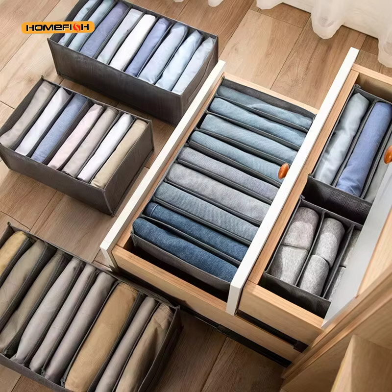 XIANGYANGHUA Aufbewahrungsbox mit 9 Gittern aus Vliesstoff in Grau, stapelbar und platzsparend für Kleidung und Unterwäsche - Bild 2