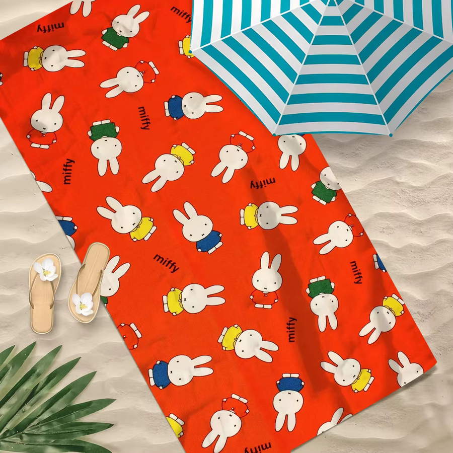 Miffy Kawaii Cartoon Strandtuch, schnelltrocknendes und saugfähiges Soft-Handtuch für Damen und Herren - Bild 2