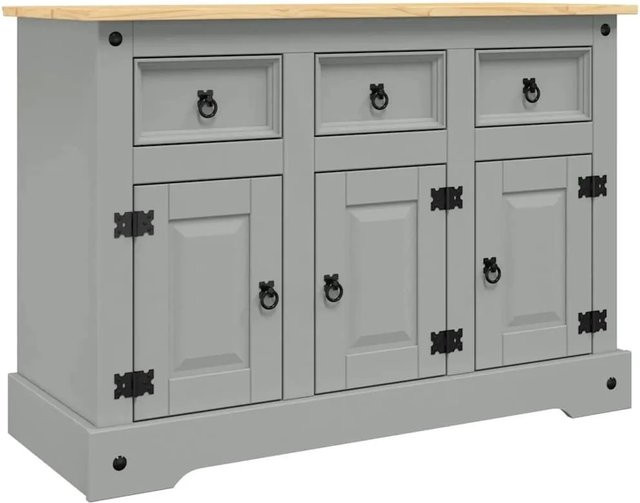 vidaXL Sideboard Corona aus Massivholz Mexikanische Kiefer in Grau, B/T/H: 112 x 43 x 78 cm - Bild 1