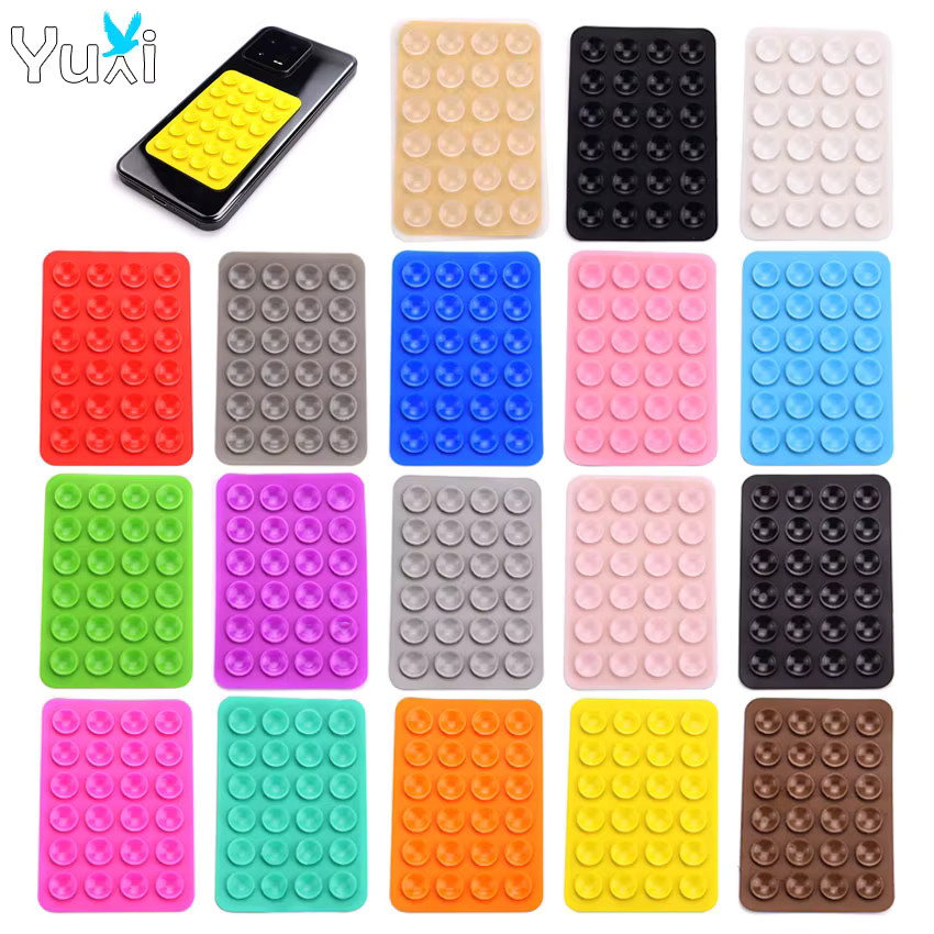 YuXi 2er-Set Handy-Silikon-Saugnapf in Blau, quadratische Anti-Rutsch-Sauger als Universal-Handyhalterung für Freisprechanrufe - Bild 4