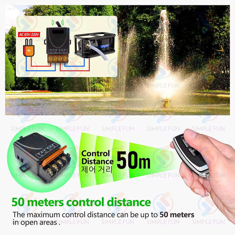 SLMPLEFUN Drahtloser Fernbedienungsschalter 433 MHz mit 30 A Hochleistungs-Relaismodul für Pumpen, Lampen und Lüfter, 230 V - Bild 3