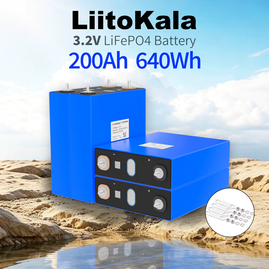 LiitoKala LiFePO4-Zelle 3,2V 200Ah wiederaufladbare Lithium-Eisenphosphat-Batterie in Blau für Solar- und Heimenergiespeichersysteme sowie Wohnmobile - Bild 2