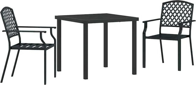 vidaXL 3-teiliges Garten-Esszimmer-Set aus Stahl in Anthrazit und Schwarz für Terrasse, Balkon oder Garten - Bild 1