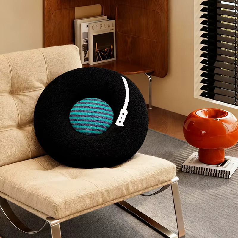 DOYOUDO Schallplatte Kissen Retro Design in Schwarz aus weichem Plüsch als dekoratives Wurfkissen - Bild 5