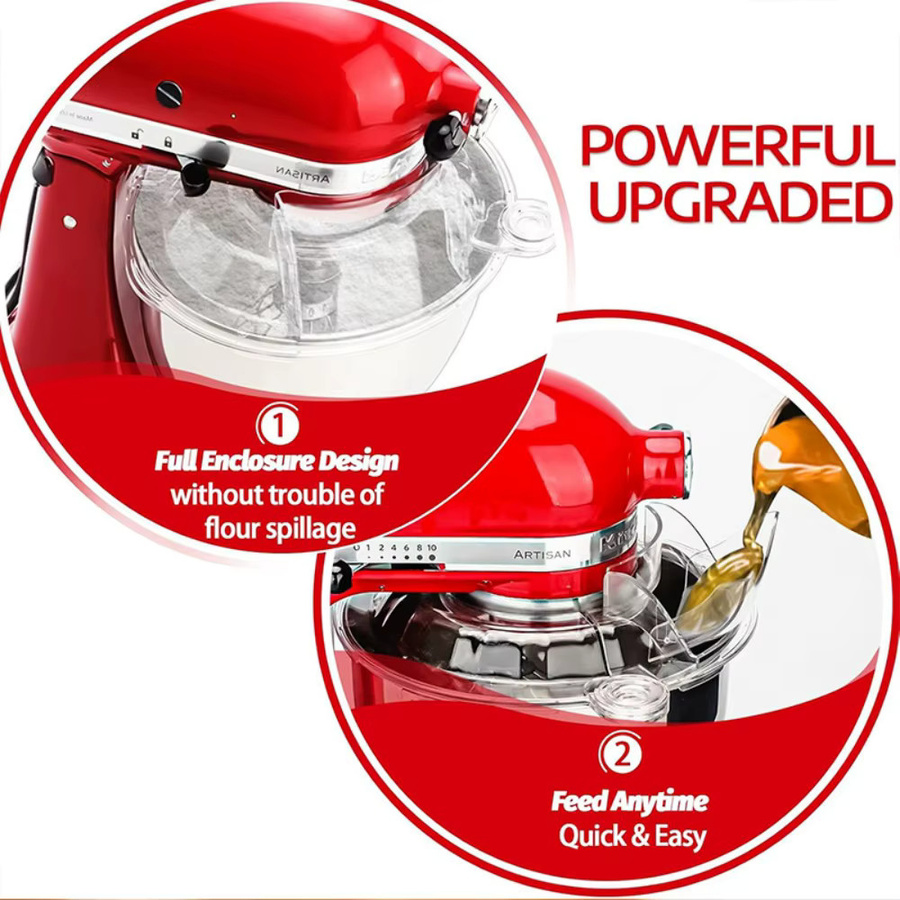 KitchenAid Abnehmbarer Spritzschutz mit Klappdeckel in Transparent für 4,5-5QT Tilt-Head-Standmixer - Bild 3