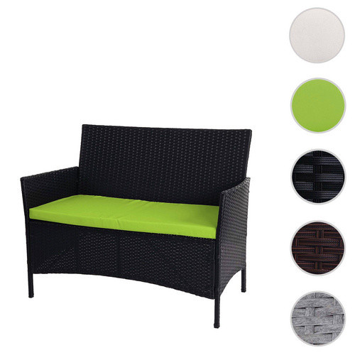 MVG Gartenbank 2-Sitzer aus Stahl und Polyrattan mit Polstern in Schwarz, B/H/T: 106 x 83 x 60 cm - Bild 2