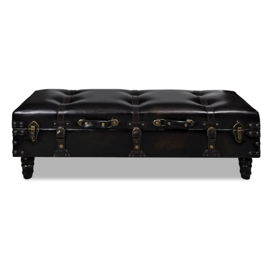 vidaXL Sitzbank mit Stauraum aus Kunstleder in Braun mit antikem Aussehen, B/T/H: 110 x 37 x 34 cm - Bild 2