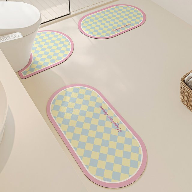 VIKAMA 3-teiliges Badezimmer-Matten-Set aus Silikagel, wasserabsorbierend und rutschfest, modern - Bild 1